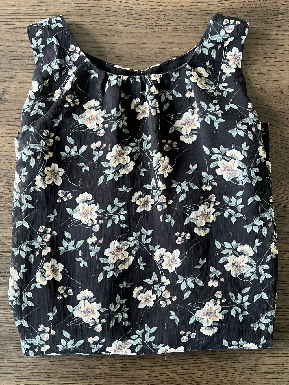 Vince Camuto Black Floral Sleeveless High-Neck Camisole Tank Blouse